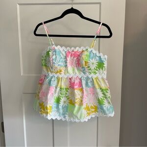 Lilly Pulitzer Pastel Multi Floral Scallop Tank